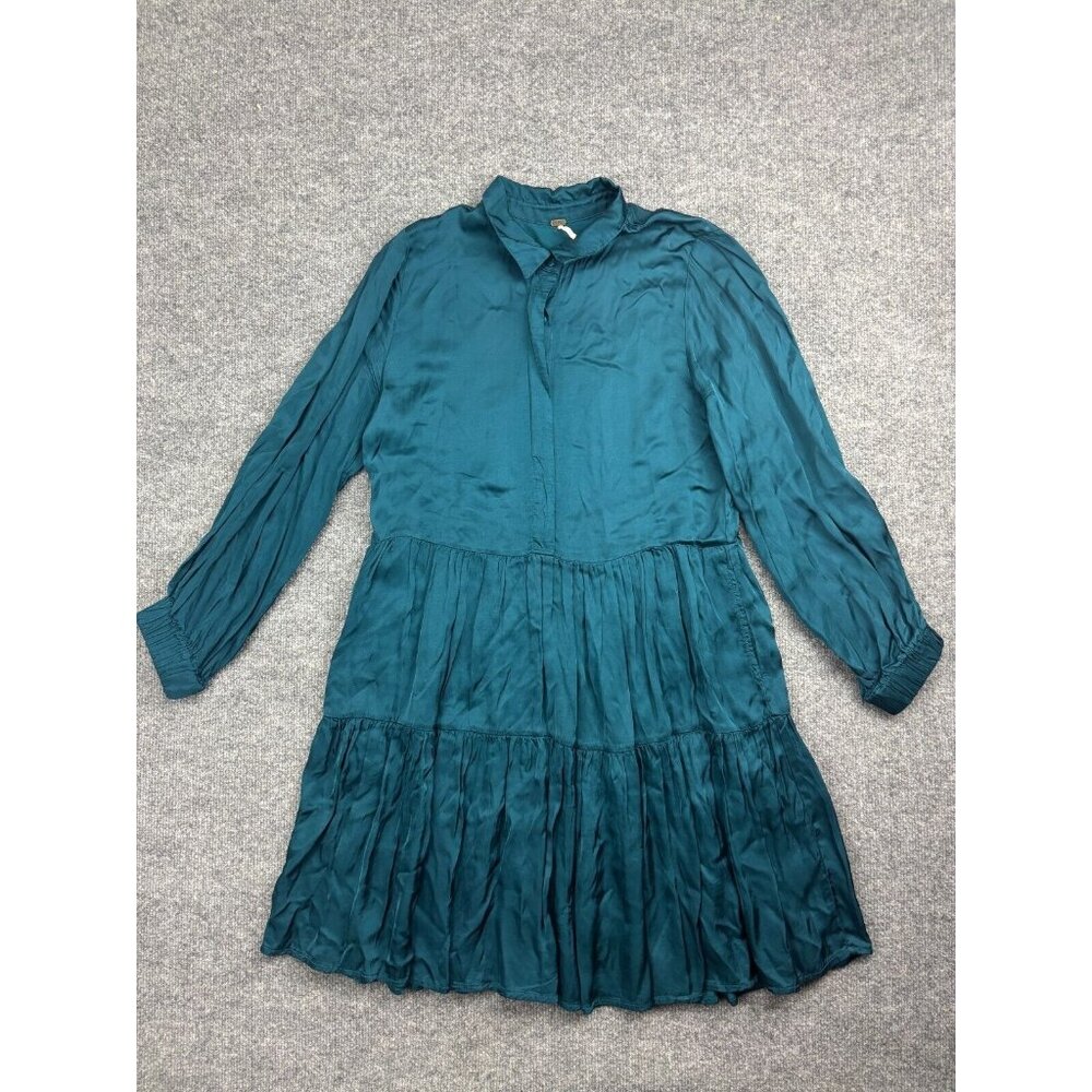 Young Fabulous and Broke Dress Women’s S Green Long Sleeve Babydoll Style Satin
